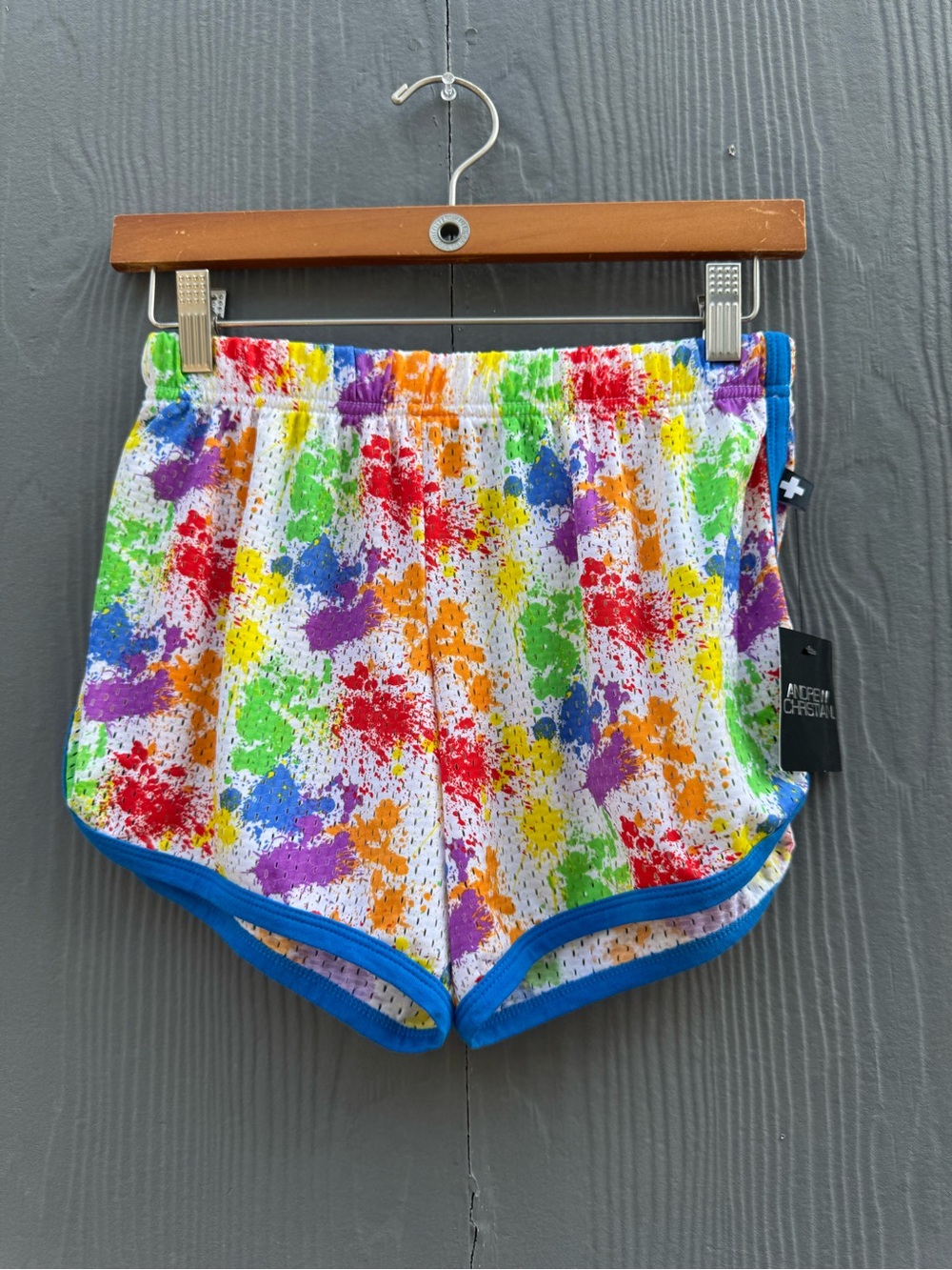 Andrew Christian Pride Splash Mesh Jogger Shorts Size SM